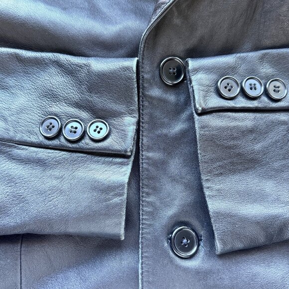 R&R Casuals Leather Blazer Men’s Size XL Black Genuine Leather 3-Button Jacket - Picture 12 of 15